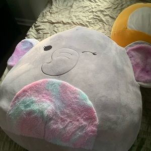 Set of two squishmallows xxl and l sized Dino and elephant